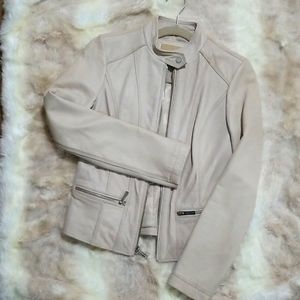 Michael Kors genuine leather jacket in cream
